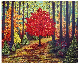 Original Autumn Acrylic landscape Painting