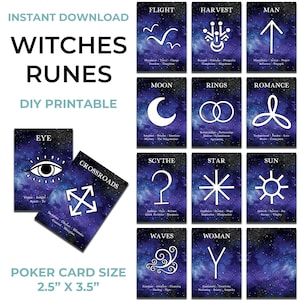 Witches Runes DIY Oracle Deck - Instant Download - Printable Pdf and Jpg Witch Runes Cards - Witches Runes Guidebook - Witch Runes Ebook