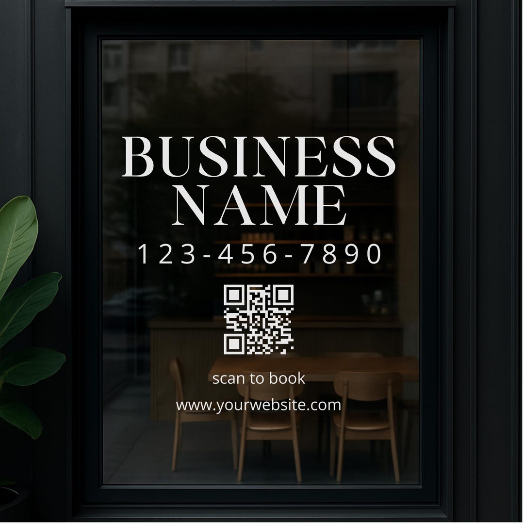 Storefront Window Code List Custom Business Info Decal With QR Code – Storefront Window Sign With ...