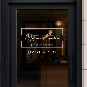 Custom Business Name and Phone Number Decal – Vinyl Storefront Window Sign – Company Logo with Phone Number for Glass Door or Shop Front