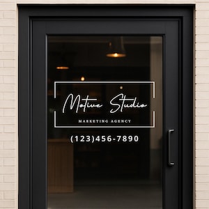 Custom Business Name and Phone Number Decal – Vinyl Storefront Window Sign – Company Logo with Phone Number for Glass Door or Shop Front