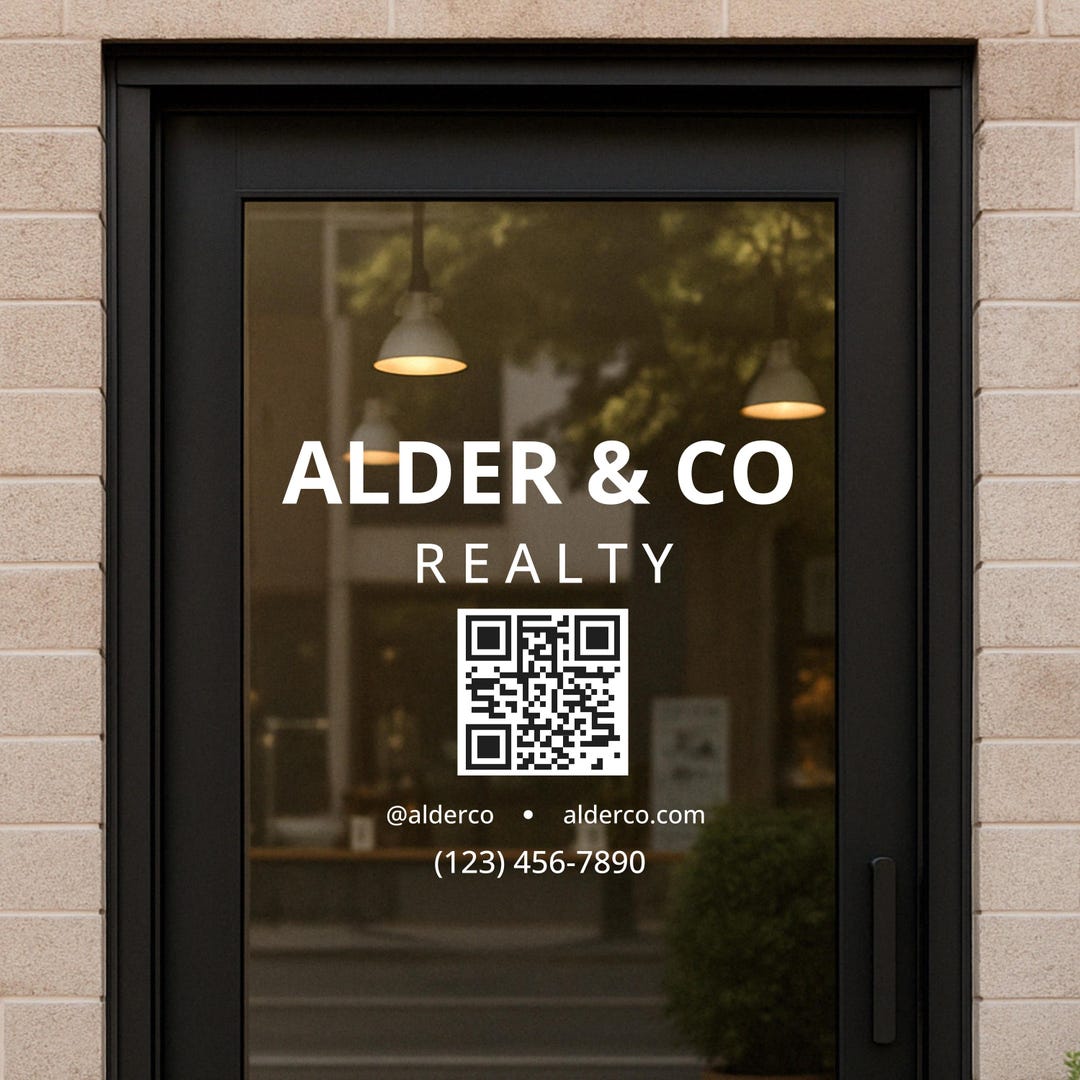 Custom QR Code Business Decal – Storefront Window Sign With Logo ...