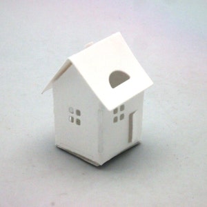 WIT (enkele kleur) = 10 sets van 3D mini huispapier die-cuts guirlande dorp decor DIY KIT