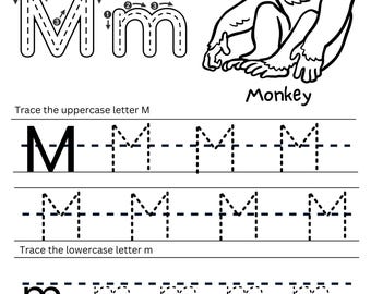 Karta pracy z literami do odrysowania DŻUNGLA (M,N,O)