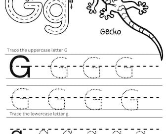 Karta pracy z literami do odrysowania DŻUNGLA (G, H, I)