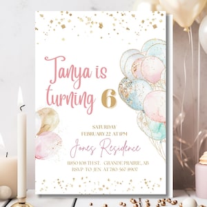 Balloon Birthday Invitation, Balloon Birthday, Watercolor Balloon Invitation, Kids Birthday Card, Balloon Birthday Invitation For Kids.