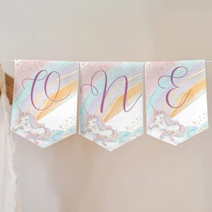 Unicorn Rainbow Birthday Banner I Unicorn One High Chair Banner I Unicorn 1st Birthday I  1st Birthday Unicorn I Unicorn Party Decorations