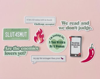Spicy Book Stickers – Green Matte Smut, Kindle Decals (9 Pack)