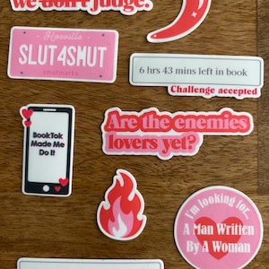 Pack Of Pink & Red Smut Book Stickers – Matte Spicy Bookish Stickers, Kindle Stickers, Kobo Decals, Book Lover Gift, Laptop Stickers