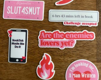 Spicy Book Stickers - Pink & Red Smut Reader Decals (9-Pack)