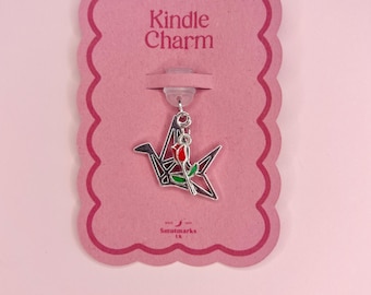 Dramione Inspired Kindle Dust Plug Charm | Manacled Origami Crane & Rose