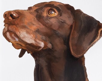 Ritratto personalizzato di animali domestici realizzato con pastelli morbidi e acquerelli.