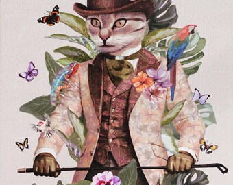 Monumento commemorativo per animali domestici, dipinto a mano su misura, in stile botanico.