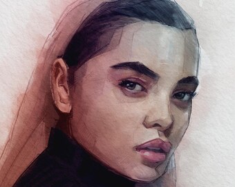 Ritratto di donna personalizzato ad acquerello da foto