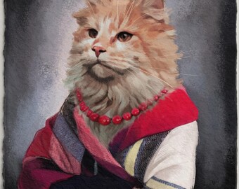 Ritratto personalizzato di gatto rosso, arte tradizionale indiana