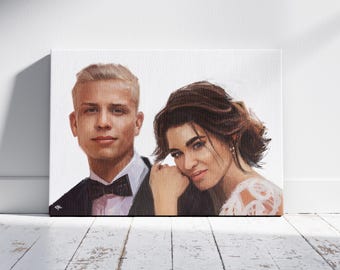 カスタムカップルポートレートイラスト バレンタインデーギフト ロマンチックな愛のウォールアート