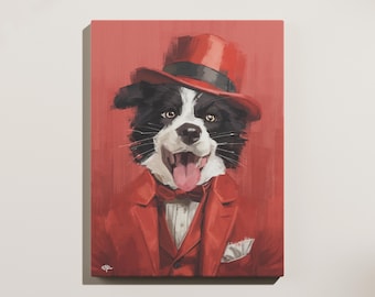 モダンでカラフルなスタイルのカスタムペットポートレート、ユニークな手作りアート作品