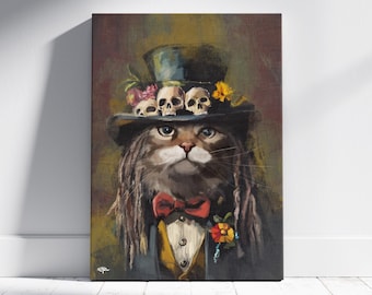 写真をもとにコスチュームを着たペットのカスタムポートレートを作成 • ユニークな手描きアート