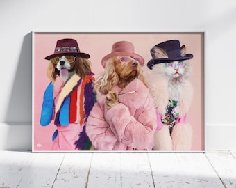 ペットのパーソナライズされた肖像画、手作りトリオ