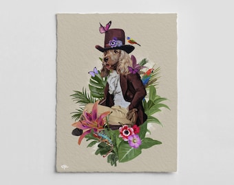 モダンでカラフルなスタイルのカスタム抽象的なペットの肖像画、ユニークな手作りアートワーク