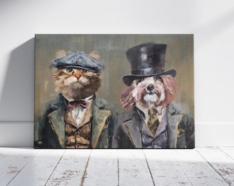 キャンバスに描かれたカスタムペット肖像画、写真をもとに手作り