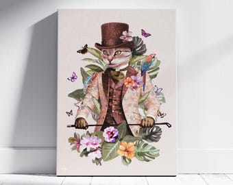 Op maat gemaakt handgeschilderd huisdiermonument in botanische stijl