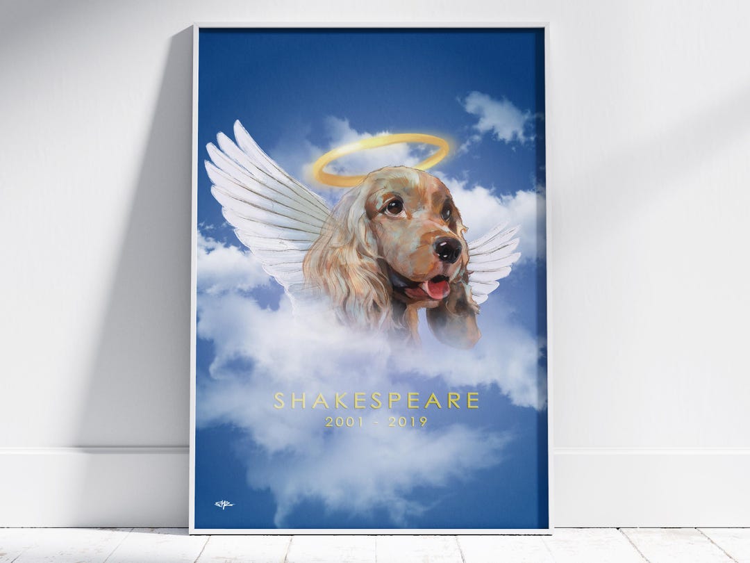 Custom Cocker Spaniel Memorial Portrait, Personalized Dog Angel Heaven ...