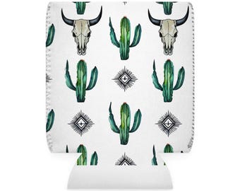 Boho Cactus Can Cooler Sleeve: Desert Vibes Neoprene Drink Cozy