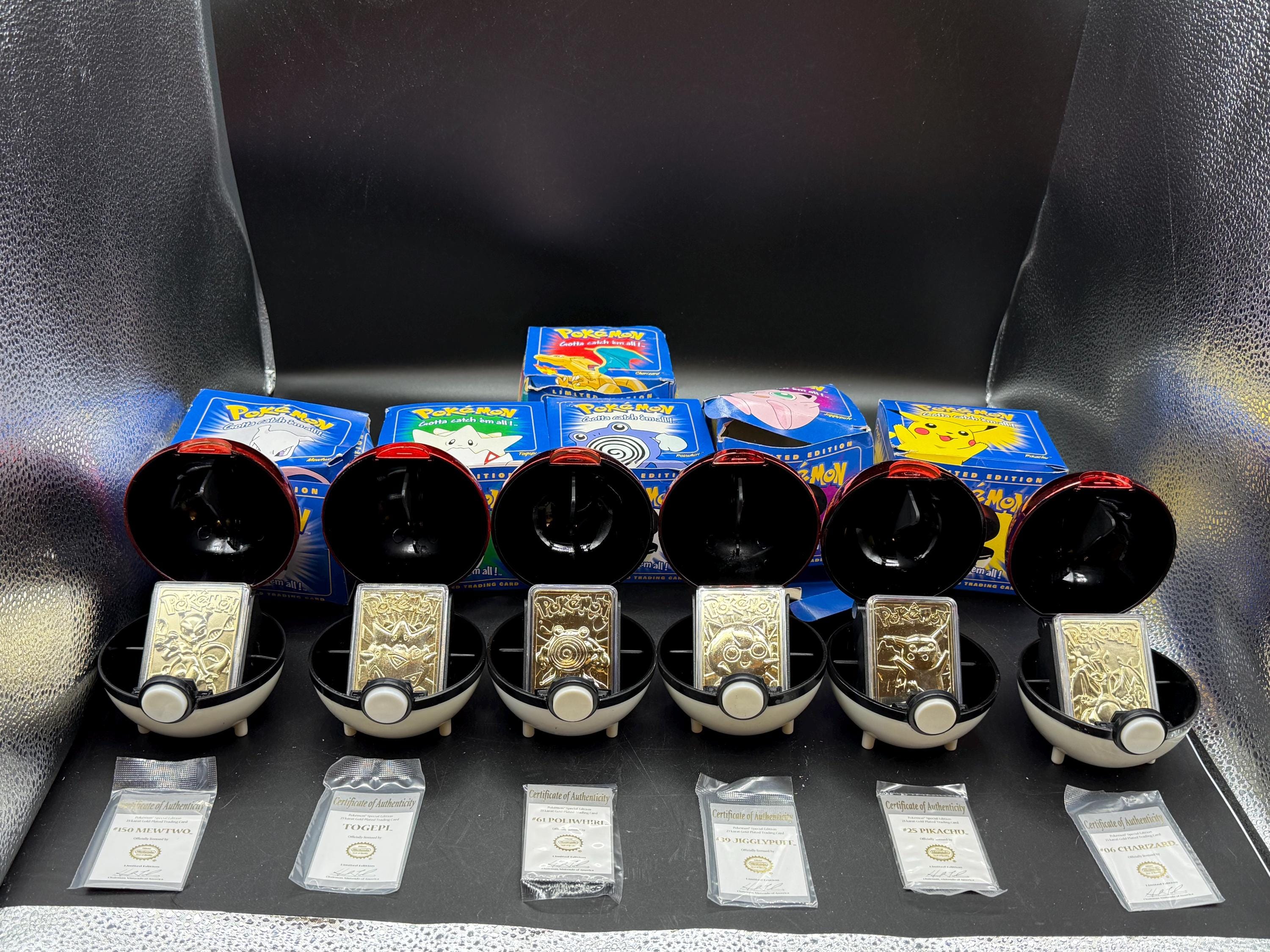 full set of gold plated pokemon cards RED "23k Plated" Burger King 6 Toys 110 NEW Pokemon Gold Foil