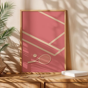 Pink Tennis Court Poster, Printable,Wall Art, pink, Gallery Wall, Retro Sport Poster, Vintage Tennis Poster, Digital Print, tennis girl gift