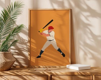 Baseball Player Art Print – Minimalist Sports Poster for Baseball Fans – Modern Wall Art, Hobby Decor, Contemporary Design, Athletic Theme