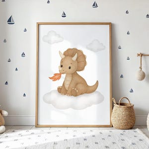 Cute Triceratops Dinosaur Print - Kids Room Wall Art - Nursery Decor ,Dinosaur Printable Wall Art, Boys room Decor, Dinosaur Themed room kid