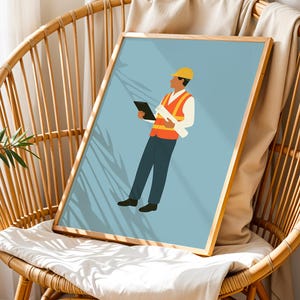 Civil Engineer Wall Art ,Minimal Modern Print, Minimalist Civil Engineer Poster, Modern Civil Engineer Illustration, Gift for Civil Engineer