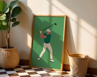 Minimalist Golf Player wall Art, Digital Download Sport Print , gift for golf plyer, Printable Wall Decor for Athletes and Golf Lovers ,gift