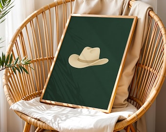 cowboy wall art print, brown western nursery printable art, neutral southeastern boy room wall art, cowboy hat, Digital Download,cowboy gift