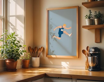 long jump Player Art Print ,Minimalist Sports Poster for long jumpl Fans , Modern Wall Art, Hobby Decor, Contemporary Design, Athletic Theme