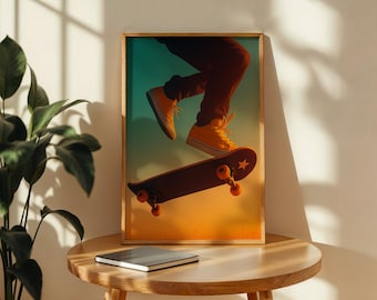 Skateboard kunst aan de muur, skater room decor, minimalistische print, jongens slaapkamer kunst, tiener kamer decor, fashion print, vintage fotografie, skate liefhebber
