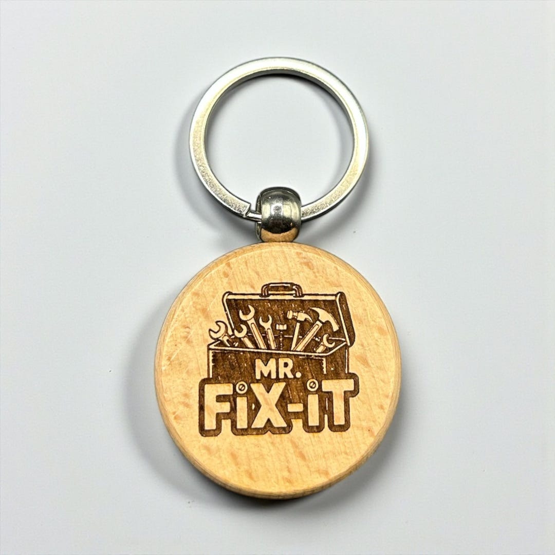 Mr. Fix It Keychain: Elegant Laser Engraved Wood for Handyman Charm - Etsy