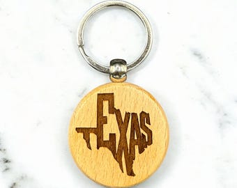 Texas in State Line Form Keychain