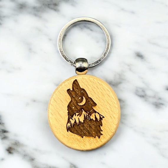 Wolf and Moon Keychain