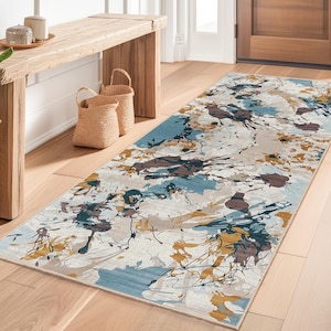 Abstract Splash Art Rectangle Rug, Colorful Modern Corridor Runner, Artistic Home Decor, Unique Hallway Rug, Contemporary Area Rug