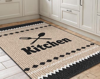 Alfombra de cocina elegante / Alfombra rectangular para comedor / Tapete de cocina elegante / Alfombra antideslizante duradera