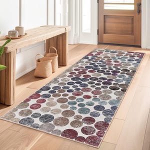 Colorful Polka Dot Rectangular Area Rug, Trendy Dot Pattern Carpet for Hallway, Modern Home Decor, Soft Indoor Mat