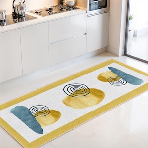 Abstract Swirl Design Rectangular Kitchen Runner Rug | Colorful Watercolor Decor | Modern Kitchen Carpet | Stylish Home Flooring