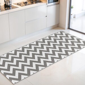 Chevron Pattern Rectangle Kitchen Runner Rug | Durable Non-Slip Dining Mat | Modern Home Decor | Stylish Kitchen Carpet