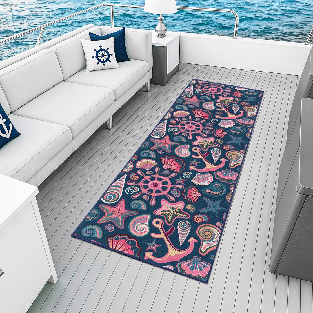 Nautical Themed Rectangular Runner Rug |coastal Decor for Boats and ...