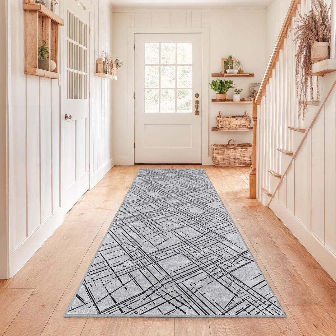 Modern Geometric Patterned Rectangular Hallway Rug | Stylish Entryway ...