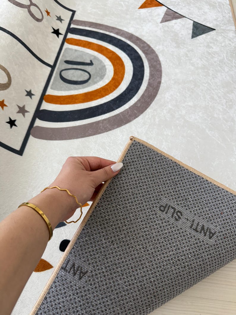 Hopscotch Themed Rectangular Kids' Room Rug | Playful Nursery Carpet ...