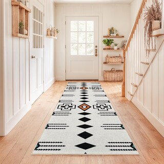 Tappeto Runner Geometrico HADBA 0,6x2,1 M Sabbia: Antimacchia E Non Sbiadisce, Prodotto In Turchia