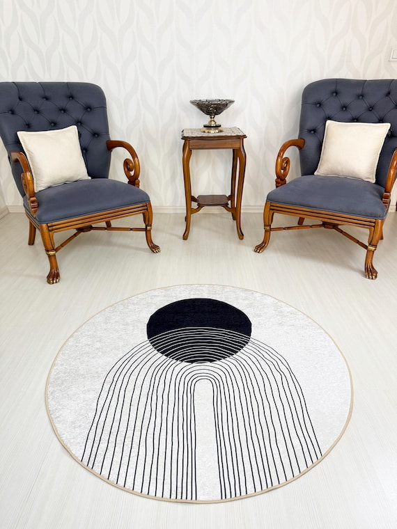 Abstract Black and White Round Area R...